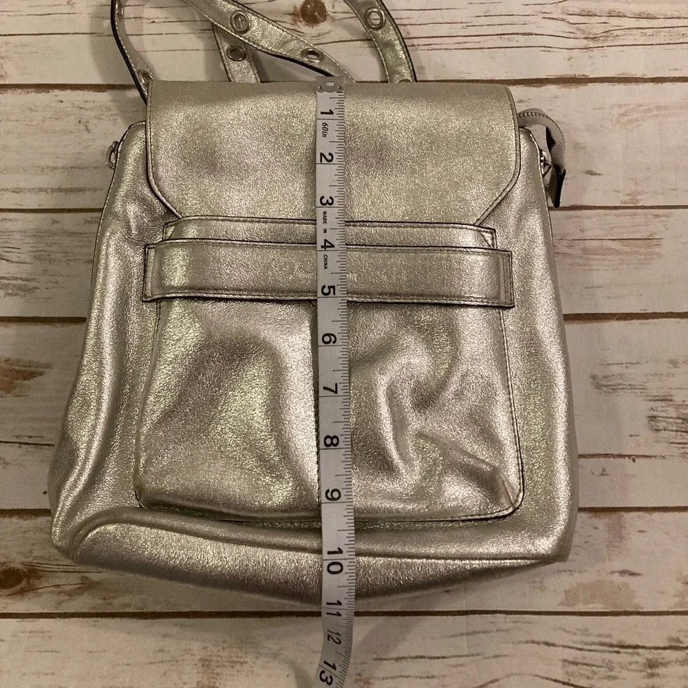 Sam Edelman Silver Metallic Faux Leather Backpack